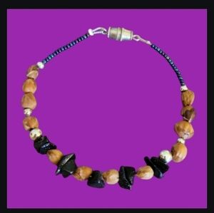 HANDMADE Navajo Black Sunstone Ghost Beaded Protection Bracelet